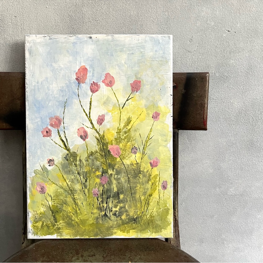 Original Painting Pretty Pastel Flower Scene